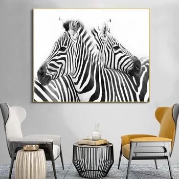 Juoda ir Balta Linija Gyvūnų Drobės Paveikslai Abstraktūs Zebra Plakatai ir Spausdina Cuadros Sienos Nuotraukas Kambarį Namų Dekoro