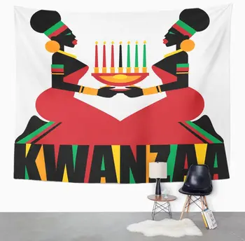 Juodasis Afrikos Kwanzaa Šventė Žaliosios Afrikos Žvakė Gobelenas Namų Dekoro Sienos Kabo Gyvenimo Kambario, Miegamasis Bendrabučio 60x80 Cm