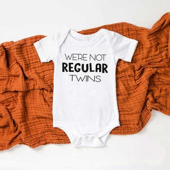 Juokinga Twin Onesies Twin Baby Dovana Atitikimo Twin Komplektus, Berniukas, Mergaitė Lyčių atžvilgiu Neutralios Kūdikių Drabužiai Lyties Kūdikis Mes Ne Reguliariai