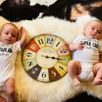 Juokinga Twin Onesies Twin Baby Dovana Atitikimo Twin Komplektus, Berniukas, Mergaitė Lyčių atžvilgiu Neutralios Kūdikių Drabužiai Lyties Kūdikis Mes Ne Reguliariai