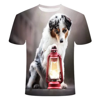 Juokingas Šuniukas Mielas Šuo 3D Atspausdintas Vyras, Moteris, T-Marškinėliai, Unisex Mados Atsitiktinis Trumpas Rankovės Street Wear Įdomus T-Shirt