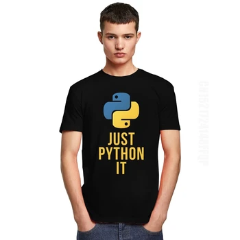 Juokingi vyriški Įkvėpimo Tiesiog Python ji Marškinėliai Geek Kompiuterio Medvilnės Kūrėjas T-shirt Programavimo Kalbos Kodą, Programuotojas Tees