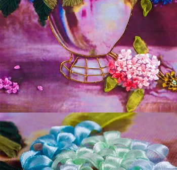 Juostelės siuvinėjimas, tapyba alyvinė gėlių vaza kryželiu rinkinys rankdarbiams 3D 