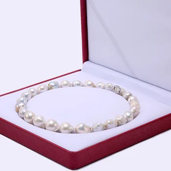 JYX Elegantiškas Spalvotų Nereguliarus Baroko Gėlavandenių Perlų 11-15mm Balta Baroko Gėlo vandens Dirbtiniu būdu išaugintų Perlų Vėrinį 18