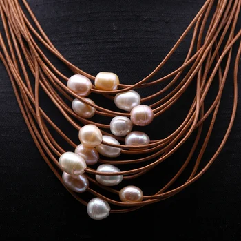 JYX Naujas Bohimia Karoliai Gamtos Babysbreath perlų vėrinį 10*13mm ryžių formos kvarco grandinės alergijos moterims