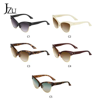 JZU 2020 Naujas Prekės ženklas Dizaineris Cateye Akiniai nuo saulės Moterims, cat eye akiniai nuo saulės mados leopard Derliaus Metalo Retro Lunette De Sol UV400