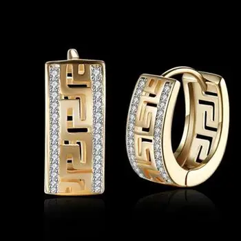 K aukso cirkonis asmeninį Great Wall modelis auskarai su deimantų auskarai moterų champagne gold