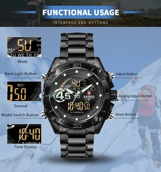 K9054 Vyrų Laikrodžiai Mados Sportas Super Cool Kvarcinis LED Skaitmeninio Laikrodžio 30M atsparus Vandeniui Laikrodis, vyriški Laikrodis Relogio Masculino
