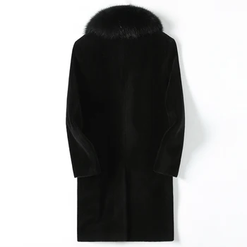 Kaffith Avikailio Kailiniai paltai vienas gabalas vyriškų ilgai heining odiniai paltai lapės kailio apykaklė kailiai, kailio