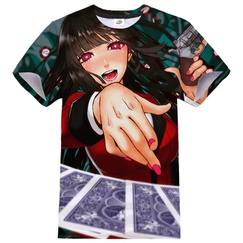 Kakegurui 3D Print T-shirt Kawaii Anime Cosplay Mergina Streetwear Vyrai, O Moterys-Kaklas Atsitiktinis Marškinėlius Pokerio Hip-Hop Marškinėliai Topai Unisex