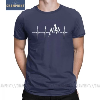 Kalnas Mano širdies Plakimas T-Shirt Vyrams Žygiai Pėsčiomis Marškinėliai Laipiojimo Juokingi Grafikos Tees Crewneck Medvilnės Drabužius Dovana
