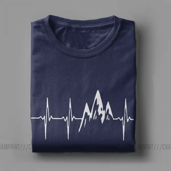 Kalnas Mano širdies Plakimas T-Shirt Vyrams Žygiai Pėsčiomis Marškinėliai Laipiojimo Juokingi Grafikos Tees Crewneck Medvilnės Drabužius Dovana