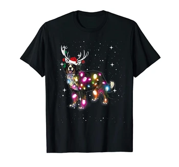 Kalnų Šuo, Šuo T-Shirt-vyriški T-Shirt-Black Kalėdų Žiburiai Bernese