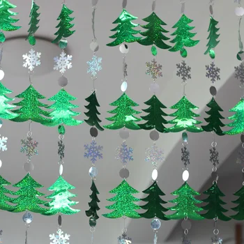 Kalėdinė dekoracija Namuose papuošalai Kalėdų eglutė snaigės china užuolaidos švenčių šalis fone apdailos reikmenys