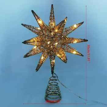 Kalėdų Eglutė LED Star Medžio Topper baterijomis, Treetop Apdailos Kabinti P9YB