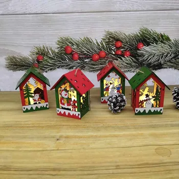 Kalėdų Eglutė Namuose Led Šviesos Kaime Kalėdų Namai, Medienos Naujųjų Metų Dekoro Noel Papuošalai Kalėdų Dekoracijas Namų J50