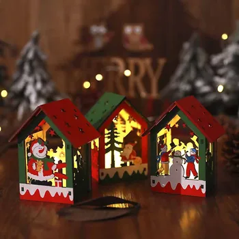 Kalėdų Eglutė Namuose Led Šviesos Kaime Kalėdų Namai, Medienos Naujųjų Metų Dekoro Noel Papuošalai Kalėdų Dekoracijas Namų J50
