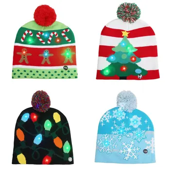 Kalėdų Kepurės LED Šviesos Iki Megzti Žiemą Šilta Kepuraitė Santa Bžūp Vaikams, Suaugusiems, Dovanos 2020 Naujųjų Metų Šaliai Kalėdų Dekoro