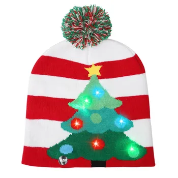 Kalėdų Kepurės LED Šviesos Iki Megzti Žiemą Šilta Kepuraitė Santa Bžūp Vaikams, Suaugusiems, Dovanos 2020 Naujųjų Metų Šaliai Kalėdų Dekoro