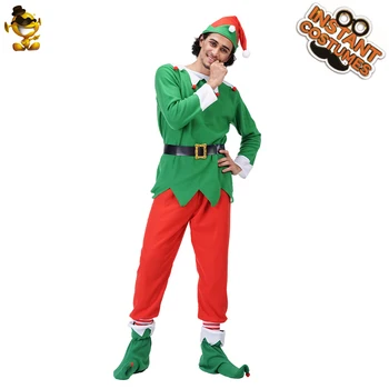 Kalėdų Kostiumas Suaugusiųjų Porų Kalėdų Senelio Kostiumas Cosplay Moterų Juokinga Elf Drabužiai Vyrams, Žalia Elf Komplektus Fancy Dress Up