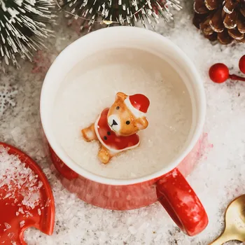 Kalėdų Puodelis Kavos, Pieno Pusryčių Puodelis Sniego Keramikos Arbatos Puodelio Animacinių filmų 3D Gyvūnų Kalėdų Dovana Vandens Puodelį Home Office Drinkware