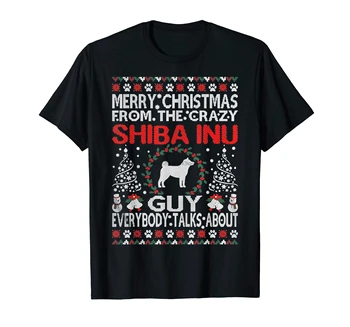 Kalėdų Shiba Inu T-Shirt-Black Dog Marškinėliai T-Shirt-vyriški