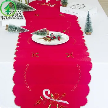 Kalėdų Stalo Dekoravimas ir Tekstilės Kūrybinės siuvinėjimo Santa Claus Stalo Runner Kalėdų Namų ir Sodo Audinio Lentelės Vėliavos