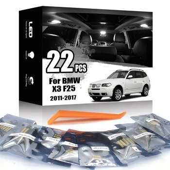 KAMMURI 22Pcs Canbus Klaidų Baltas LED Vidaus apšvietimo Paketas Rinkinys, Skirtas BMW X3 F25 led interjero šviesos Lempa Rinkinį (2011-2017)