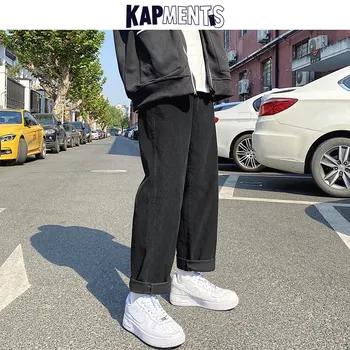 KAPMENTS Sweatpants Vyrai Juodas Velvetas Kelnės 2020 M. Žiemos Mens Japonijos Streetwear Pločio Kojų Poilsiu Vyrų Harajuku Baggy Kelnės