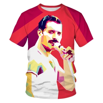 Karalienė 3D Print T-shirt Roko Grupė Streetwear Dainininkas Freddie Mercury T Shirt Vyrai Moterys Mados O-Kaklo Tees Harajuku Viršūnes Drabužiai