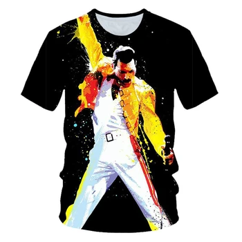 Karalienė 3D Print T-shirt Roko Grupė Streetwear Dainininkas Freddie Mercury T Shirt Vyrai Moterys Mados O-Kaklo Tees Harajuku Viršūnes Drabužiai