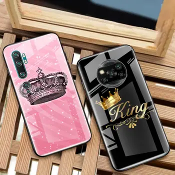 Karalius ir Karalienė Prabanga Atveju Xiaomi MI Poco X2 X3 NFC 10T 9T Pro CC9E 8 Stiklas Telefoną Atveju 10 Pastaba Lite M2 F2 C3 Padengti Shell Krepšys