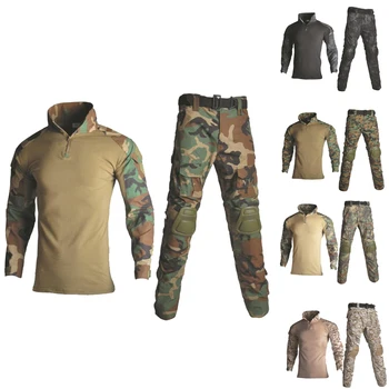 Karinės Ghillie Kostiumas Kamufliažas, Medžioklės Apranga, Su Nuimamu Antkelius Taktinių Kariuomenės Mokymo Vienodi Marškinėliai + Kelnės