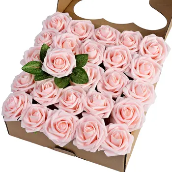 Karšto Dirbtinių Rožių Valentino Dovanų Dėžutėje 50pcs Nekilnojamojo Ieškote Blush Netikrą Rožes 