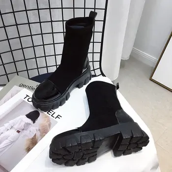 Karšto Dizaineris Prekės Prabanga Moterų Batai 2020 Juodos Kojinės Batai Moterims, Punk, Gothic Batai Batai Platformos Batai Smėlio Spalvos Kojinių Batai