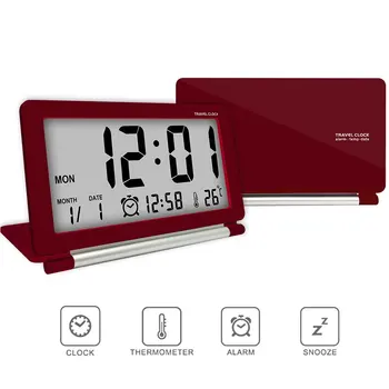 Karšto Elektroninis Žadintuvas Kelionės Laikrodis Daugiafunkcį Silent LCD Digital, Didelis Ekranas, Lyginimo Stalo Laikrodis Data ir Laikas, Temperatūra