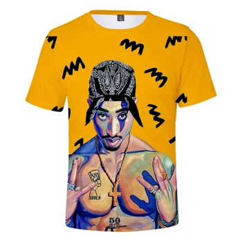 Karšto Harajuku 2PAC 3D marškinėliai Vyrų/moterų Mados Hip-Hop Plius Dydis Vasaros 3D spausdinimo idol 2PAC vyriški marškinėliai Drabužius