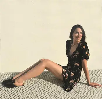 Karšto Naujas Mados Elegantiškas Moteris Boho Spausdinti Trumpa Mini Suknelė Ponios Šalies Vakarą Vasaros Beach Sexy Giliai V Kaklo Sundress