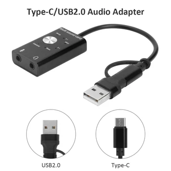 Karšto Nešiojamų Išorinė Garso plokštė USB 2.0 Tipas-C, 3,5 mm Jack Ausinių, Mikrofono, Audio Adapteris, skirtas 