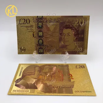 Karšto Pardavimo 4pcs/Set UK Spalvos Aukso Banknotų 5 10 20 50 Svarų Banknotų 24k Auksu Netikrą plastiko Pinigų Rinkimo