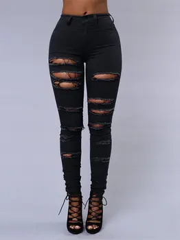 Karšto pardavimo kankina džinsai moterims seksualus liesas džinsinio džinsus mados gatvė atsitiktinis pieštuku kelnės moteriška pavasario ir vasaros drabužių