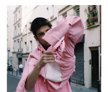 Karšto pardavimo mens hip-hop rožinė hoodies megztiniai vyrams su skyle hoodies vyrų mados žiemos vyrų streetwear naują atvykimo