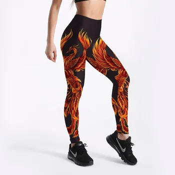Karšto Pardavimo Moterų Antblauzdžiai Flaming Phoenix 3D Atspausdintas Punk Mergina Antblauzdžiai Kelnės Fitness Treniruotės Kelnės Ilgos Tampri, S-4XXXXL