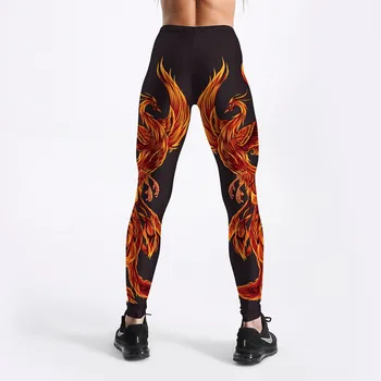 Karšto Pardavimo Moterų Antblauzdžiai Flaming Phoenix 3D Atspausdintas Punk Mergina Antblauzdžiai Kelnės Fitness Treniruotės Kelnės Ilgos Tampri, S-4XXXXL