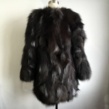 Karšto Pardavimo Moterų Mados Natūralus Lapės Kailis Ilgas Kailis Nekilnojamojo Fox Fur Coat Originali Kailio aukštosios mados prekės ženklo KFP671