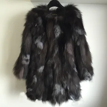 Karšto Pardavimo Moterų Mados Natūralus Lapės Kailis Ilgas Kailis Nekilnojamojo Fox Fur Coat Originali Kailio aukštosios mados prekės ženklo KFP671