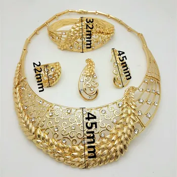 Karšto Pardavimo Nigerijos prekės Vestuvių Afrikos Papuošalų Rinkiniai Dubajaus Aukso spalvos Papuošalų Rinkiniai overgild Kostiumas Romantiškas Ilgas Dizainas