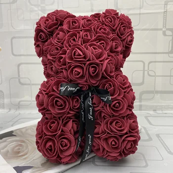 KARŠTO Valentino Dienos Dovana 25cm Raudonos Rožės Meškiukas Rose Dirbtinių Gėlių Dekoracija Kalėdų Dovanos Moterims, Valentino Dovana