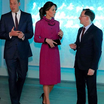 Kate Middleton Aukštos Kokybės 2020 M. Pavasarį Naujas Moterų Mados Šalis Atsitiktinis Elegantiškas Prašmatnus Gentlewoman Dot Spausdinti Midi Suknelė
