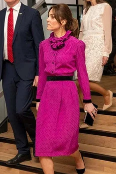Kate Middleton Aukštos Kokybės 2020 M. Pavasarį Naujas Moterų Mados Šalis Atsitiktinis Elegantiškas Prašmatnus Gentlewoman Dot Spausdinti Midi Suknelė